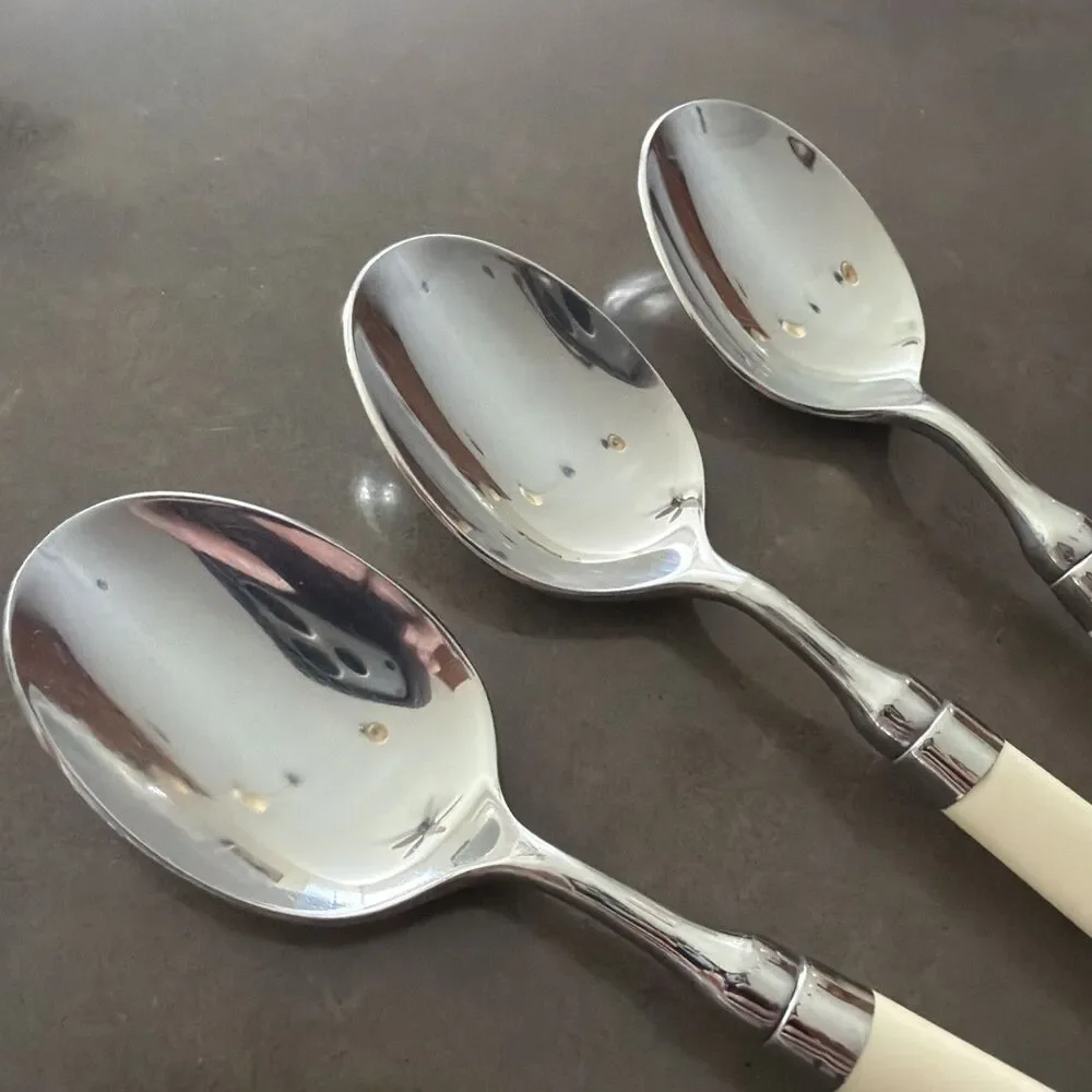 Set Of 3 Stanley Roberts Spectrum Ivory Stainless SOUP SPOONS 7 1/2
